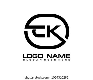 C K Initial circle logo template vector