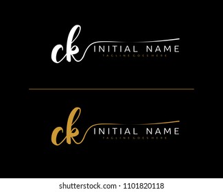 C K Initial handwriting logo vector. Hand lettering for designs.