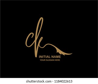 C K Initial Handwriting Logo Template