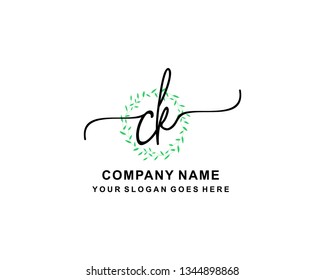 C K Initial Handwriting Logo Template