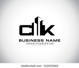 C K Initial logo concept with building template vector.