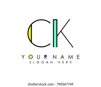 C & K initial minimalist logo template vector