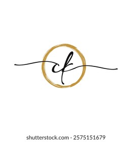 C K Initial Script Letter Beauty Logo Template