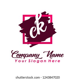 C K initial square logo template vector