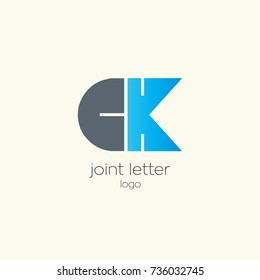 C K joint letter logo vector