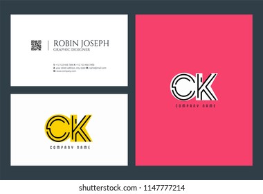 C & K Joint logo icon with business card vector template.
