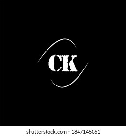 C K letter logo abstract design on black color background, ck monogram