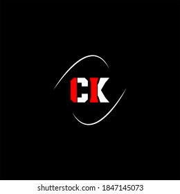 C K letter logo abstract design on black color background, ck monogram