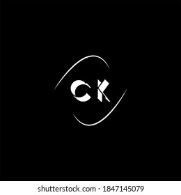 C K letter logo abstract design on black color background, ck monogram