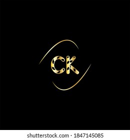 logotipo de letra C K diseño abstracto sobre fondo de color negro, monograma ck
