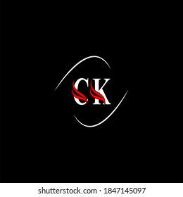 logotipo de letra C K diseño abstracto sobre fondo de color negro, monograma ck