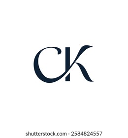 C and K Letter monogramme Luxury Initial CK or KC Monogram Text Letter