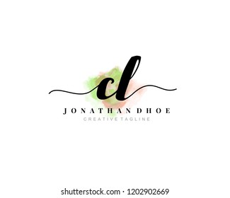 C L CL Initial watercolor logo on white background. Logo template vector