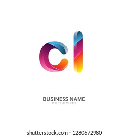C L CL Logo Letter Design Vector colorful glossy color. Design Template