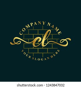 C L Initial handwriting logo vector