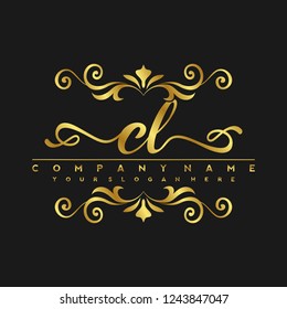 C L Initial handwriting logo vector