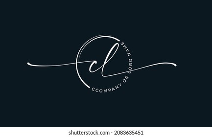 C L Initial handwriting signature logo, initial signature, elegant logo design
vector template.