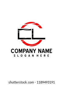 C L Initial logo with circle template vector