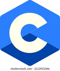 C language logo simple and colours used blue combinations programming language