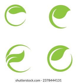 C logotipo de la naturaleza de la ecología verde hoja