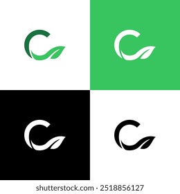 c leaf icon green and black logo