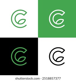 c leaf icon green and black logo
