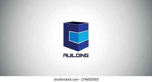 C letter 3d building shape logo vector design