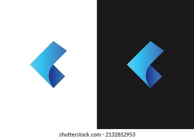 C Letra 3D clic en Ilustración vectorial de diseño de logotipo.