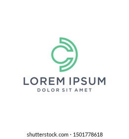 c letter abstract geometric line  logo vector outline template