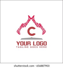 C letter abstract trendy multicolored logo design element. Visual brand identity for business company 