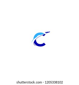 C letter with aeroplane vector logo design