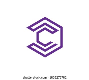 C letter alphabet geometric hexagon logo design.
