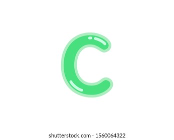 C letter alphabet green candy jelly glossy vector isolated on white background 