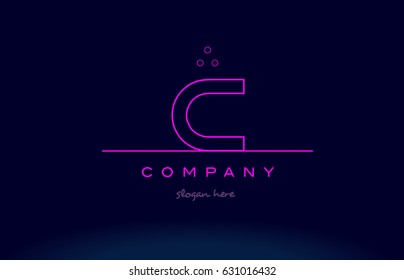 c letter alphabet text pink purple dots contour line creative company logo vector icon design template
