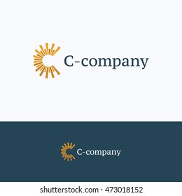 C letter alphabet two double gold rays line sun rhythm shine idea light hotspot