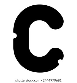 C letter alphabet typeface, vector graphics. Mice cheese uppercase font