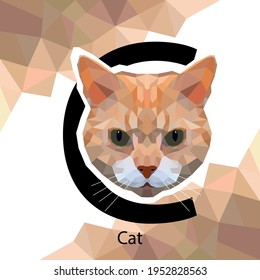 C letter animals set. English alphabet. Cat Vector illustration. Colorful polygonal style. Geometric Cat