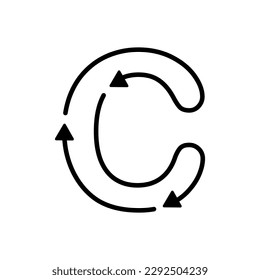 c Letter with arrow design template illustration