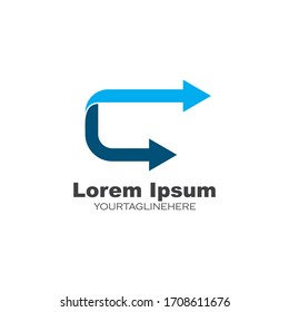 C Diseño de icono vectorial de plantilla de logotipo de flecha de letra C