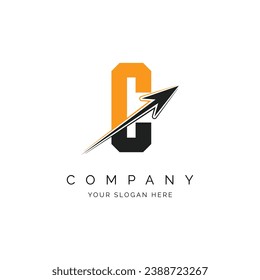 C Letter with Arrow Logo Template Illustration. C Alphabet Concept Design Modern Vector Monogram Icon