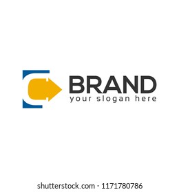 C letter with arrow vector icon