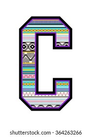 '' C ''Letter with aztec print ,in vector