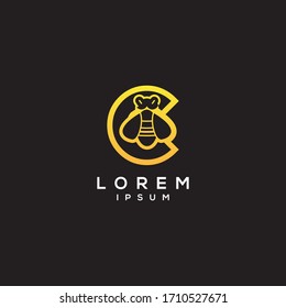 C letter Bee logo design template elements.