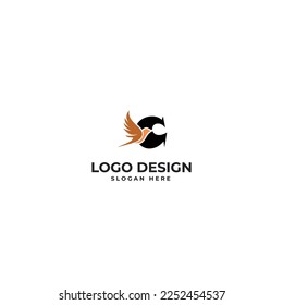 C Letter with bird logo design vector illustration
