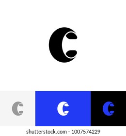 C letter in bold style vector. Minimalism logo, icon, symbol, sign from letters c. Flat logotype design with blue color for company or brand.