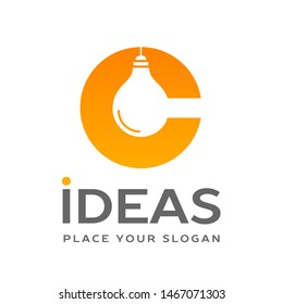 C Letter with bulb lamp vector logo template. This graphic suitable for idea. 