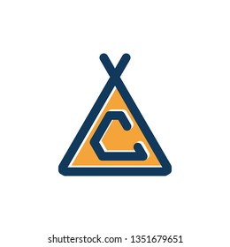 C Letter Camping Tent Modern Logo Sign Template