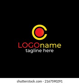 C letter and circle logo design with yellow and red colors, technology logo design
