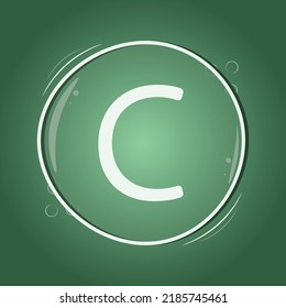 C-Buchstaben-Logo-Design auf grünem Hintergrund, flache Vektorgrafik