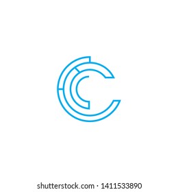 C letter circuit technology logo vector template